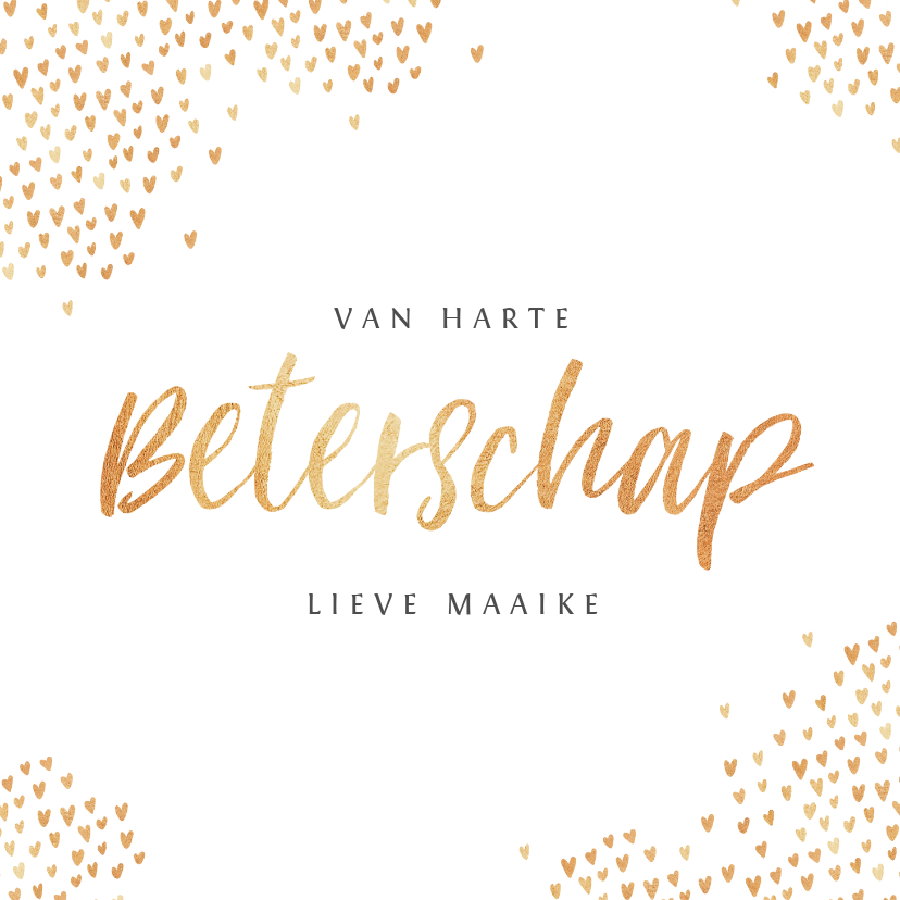 Beterschapskaarten - Beterschapskaart vrouw stijlvol goud hartjes