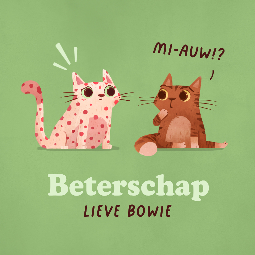 Beterschapskaart waterpokken kat humor kind schattig - Beterschapskaarten Beterschapskaarten - Beterschapskaart waterpokken kat humor kind schattig