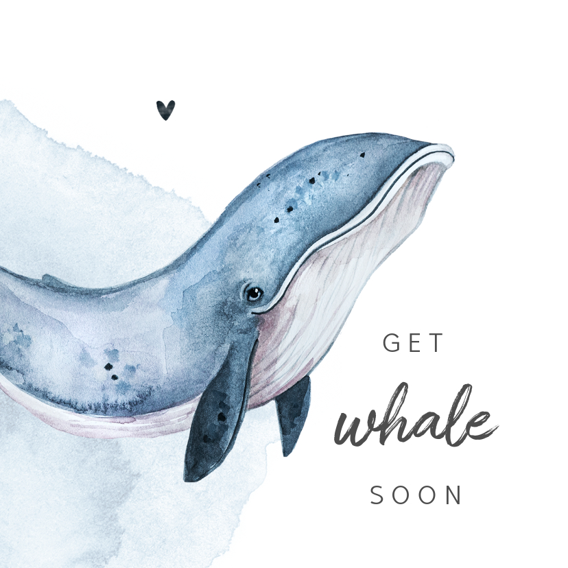 Beterschapskaarten - Beterschapskaart whale walvis waterverf
