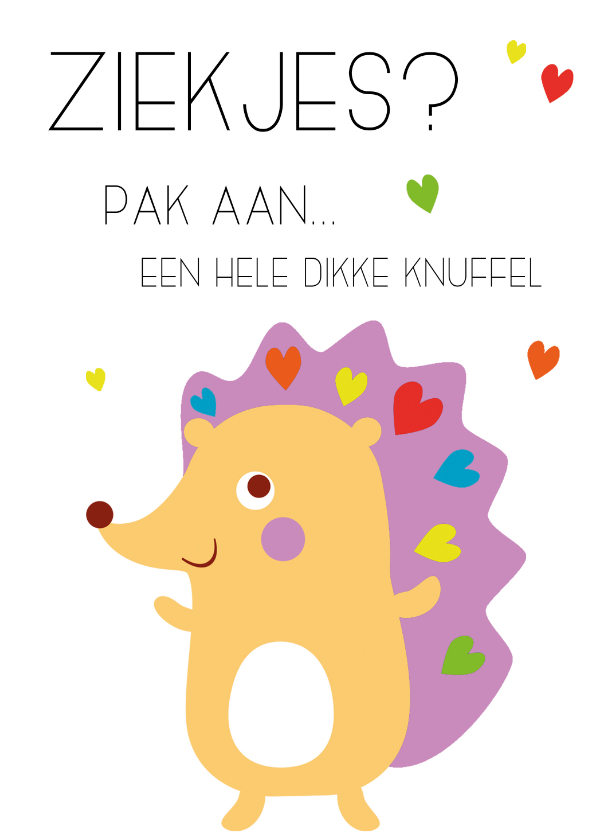 Beterschapskaart Ziekjes? Pak aan... een dikke knuffel! - Beterschapskaarten Beterschapskaarten - Beterschapskaart Ziekjes? Pak aan... een dikke knuffel!