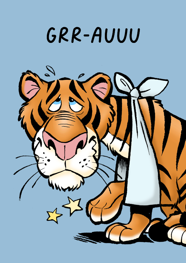 Beterschapskaarten - Beterschapskaartje tijger grrr au