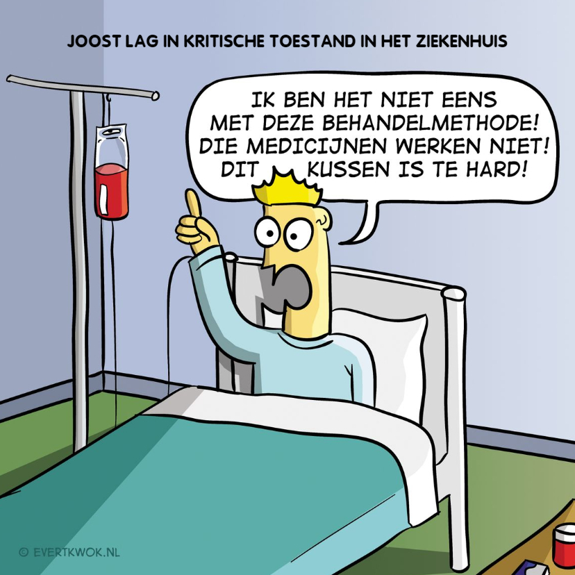 Grappige beterschapskaart met Evert Kwok cartoon - Beterschapskaarten Beterschapskaarten - Grappige beterschapskaart met Evert Kwok cartoon