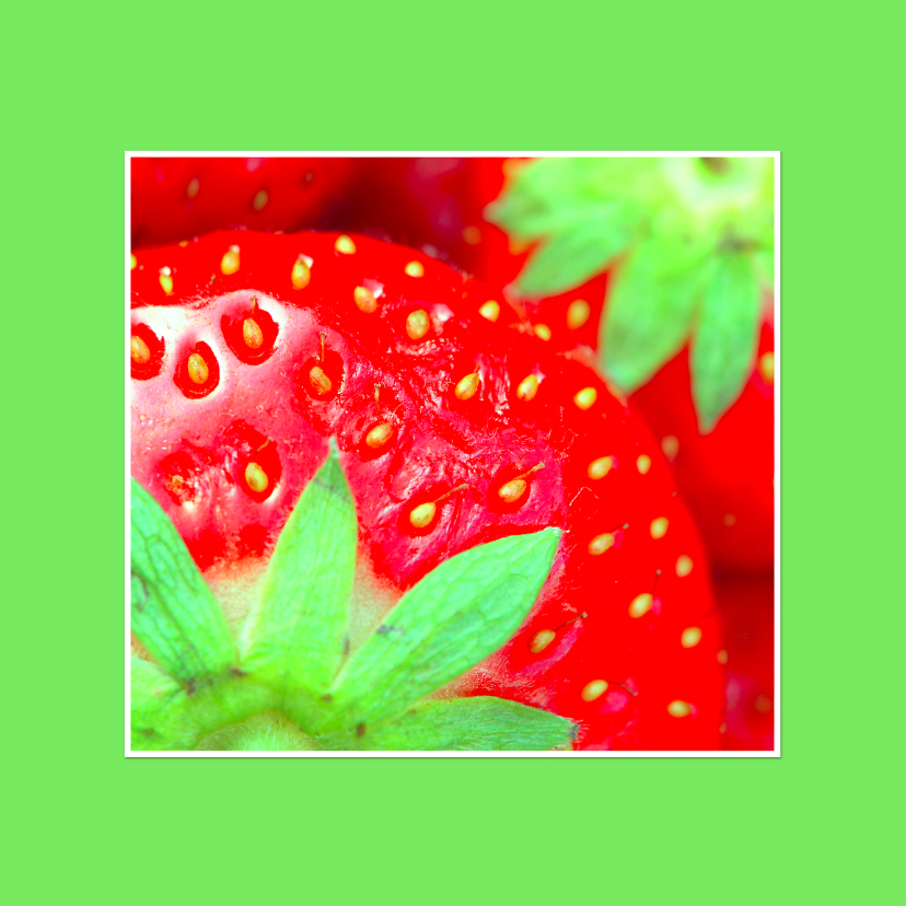 Groene kaart met aardbei - Beterschapskaarten Beterschapskaarten - Groene kaart met aardbei