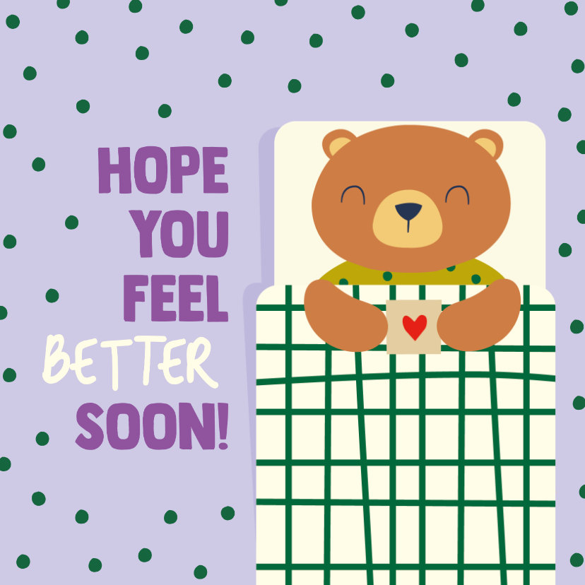 Beterschapskaarten - Hope you feel better soon - Beer in bed - beterschapskaart