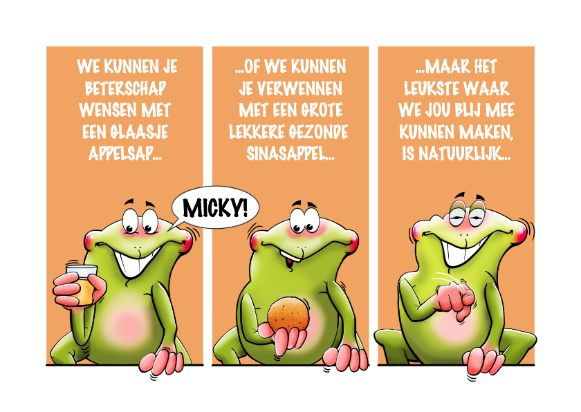 Beterschapskaarten - Kaart met 3 opkikkertje oranje vensters voor de zieke