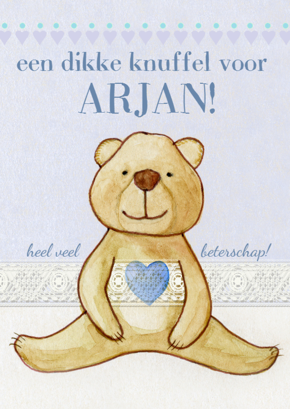 Knuffelbeer met een hartje beterschapkaart - Beterschapskaarten Beterschapskaarten - Knuffelbeer met een hartje beterschapkaart