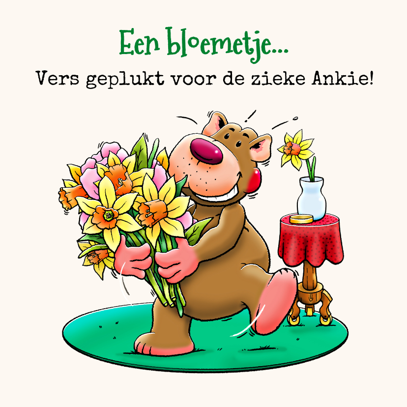 Wonderlijk Leuke beterschapskaart met beertje en bloemen | Kaartje2go AM-63