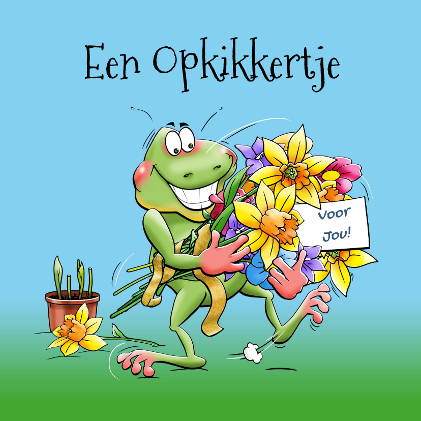 Beterschapskaarten - Leuke beterschapskaart opkikkertje met lentebloemen