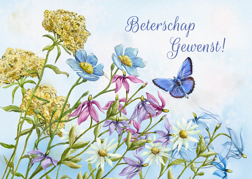 Beterschapskaarten - Liefdevolle bloemenkaart met geschilderde bloemen
