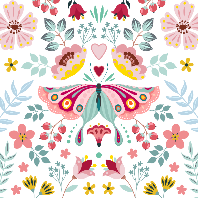 Beterschapskaarten - Lieve beterschapskaart met vlinder en bloemen