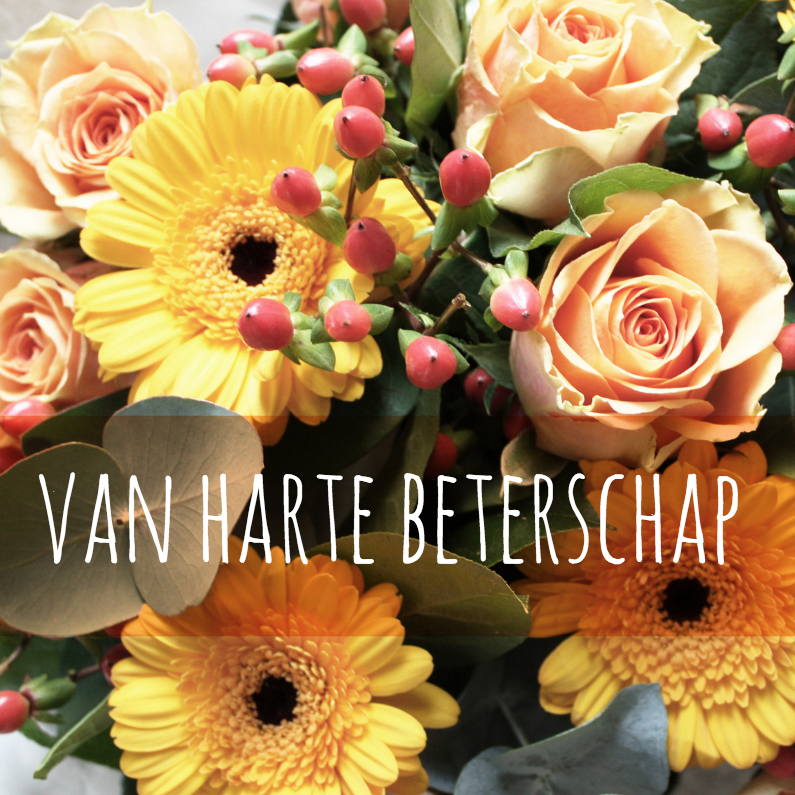 oranje boeket - Beterschapskaarten Beterschapskaarten - oranje boeket