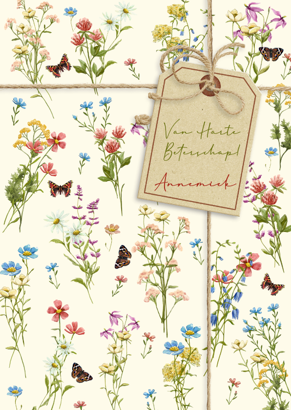 Beterschapskaarten - Stijlvolle beterschapskaart met wilde bloemen