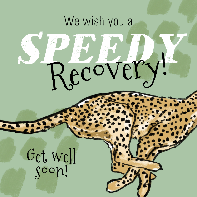 Beterschapskaarten - Stoere beterschapskaart 'Speedy Recovery' panter