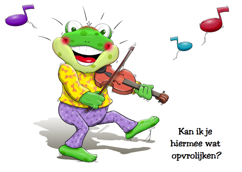 Vrolijk opkikkertje die met een viool speelt - Beterschapskaarten Beterschapskaarten - Vrolijk opkikkertje die met een viool speelt