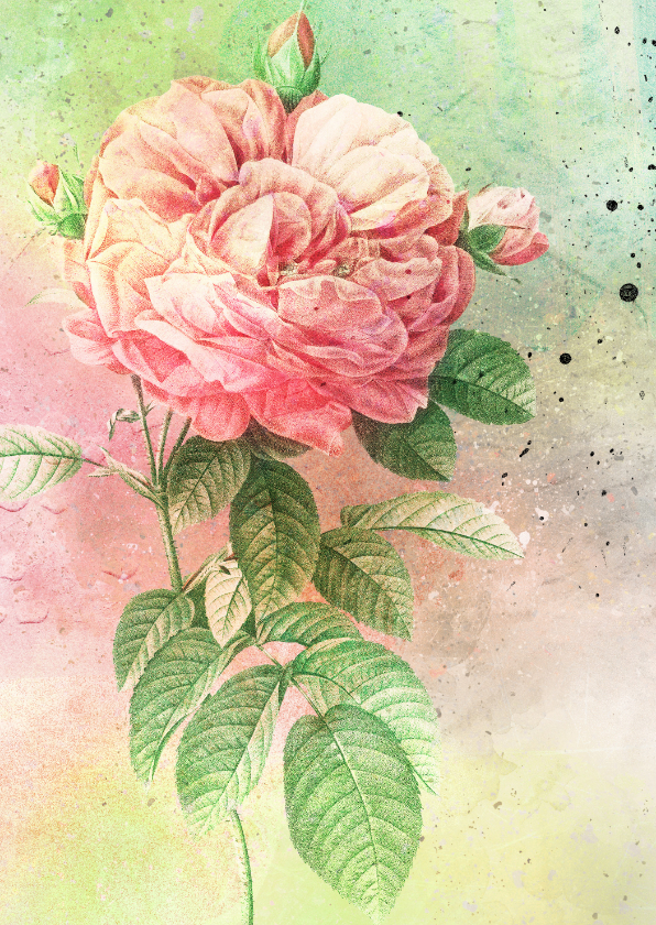 Bloemenkaarten - Bedankkaart vintage zacht pastel