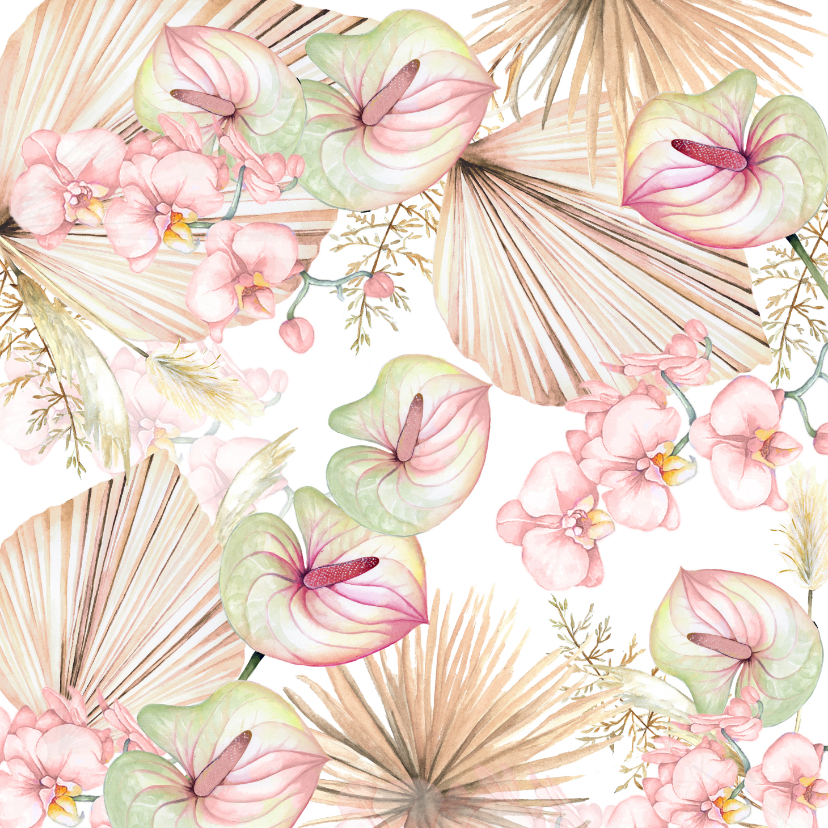 Bloemen blad in pastel - Bloemenkaarten Bloemenkaarten - Bloemen blad in pastel