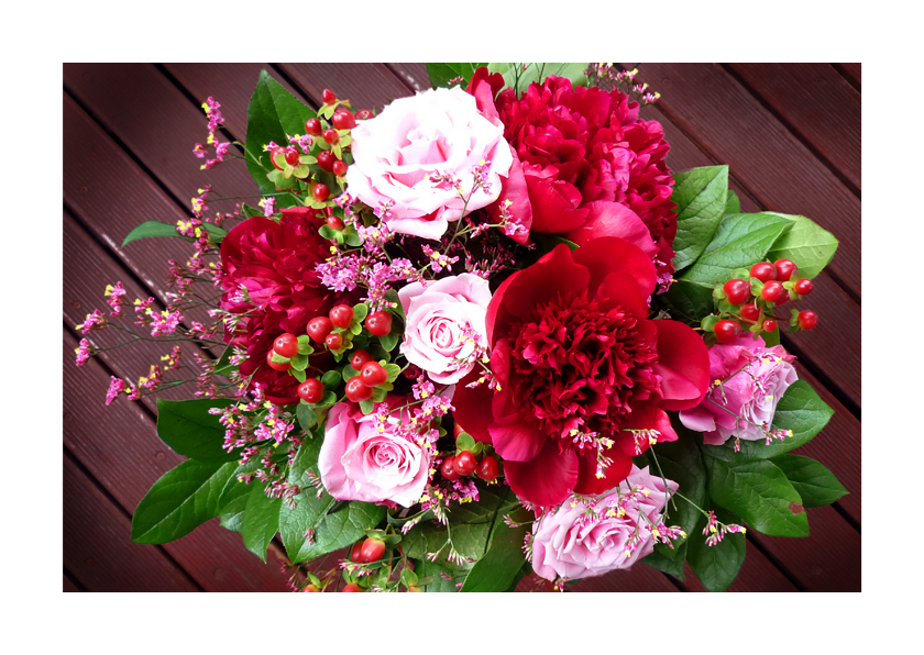 Bloemen boeket Pioen - Bloemenkaarten Bloemenkaarten - Bloemen boeket Pioen