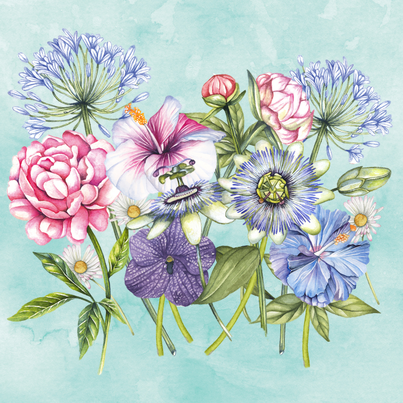 Bloemenkaarten - Bloemen kleurrijk
