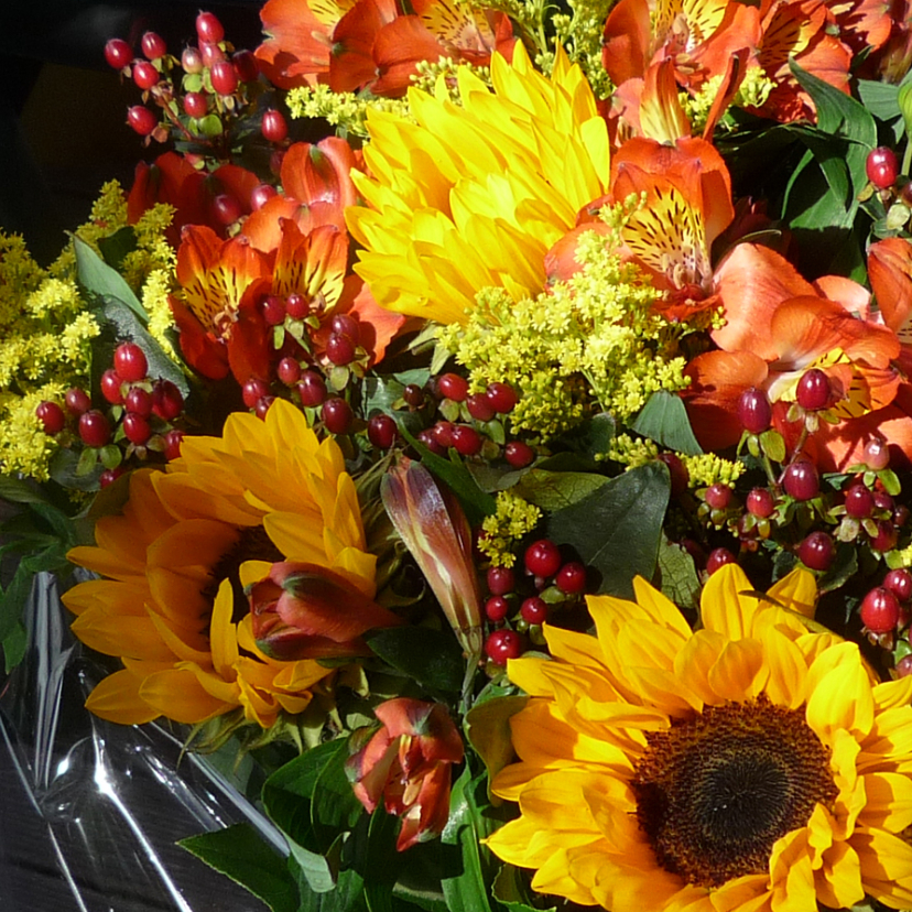 Bloemenkaarten - Bloemen zonnig Herfstboeket