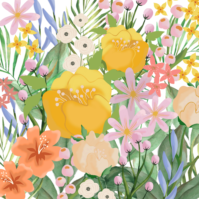 Bloemenkaarten - Bloemenkaart fris en vrolijk