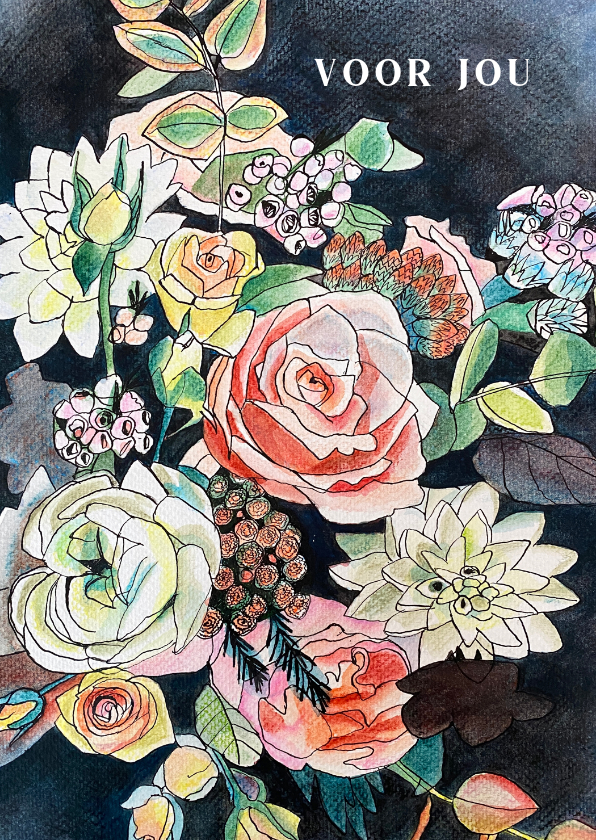 Bloemenkaarten - Bloemenkaarten illustratie bos rozen