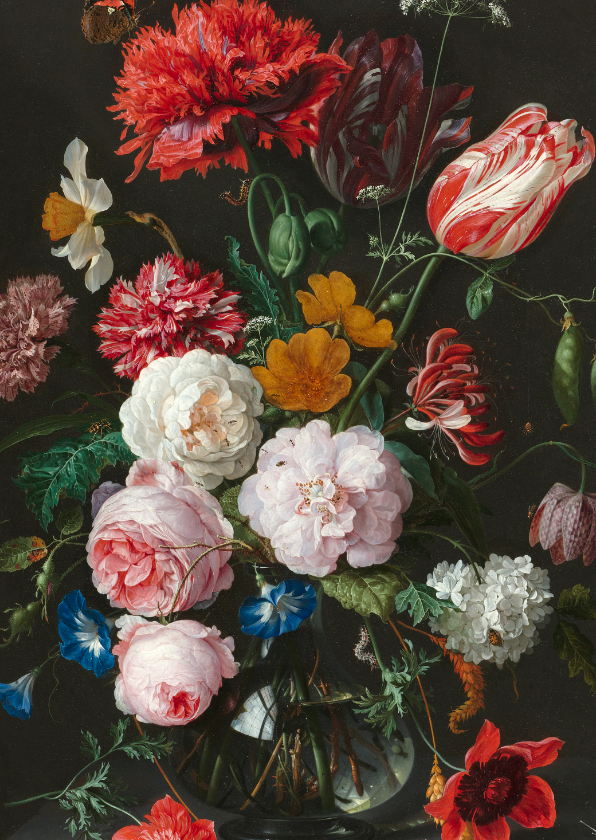 Jan Davidsz de Heem. Bloemen in een glazen vaas - Bloemenkaarten Bloemenkaarten - Jan Davidsz de Heem. Bloemen in een glazen vaas