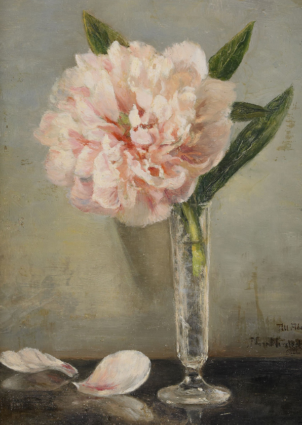 Bloemenkaarten - Kunstkaart van Anna Munthe-Norstedt. Stilleven met pioenroos