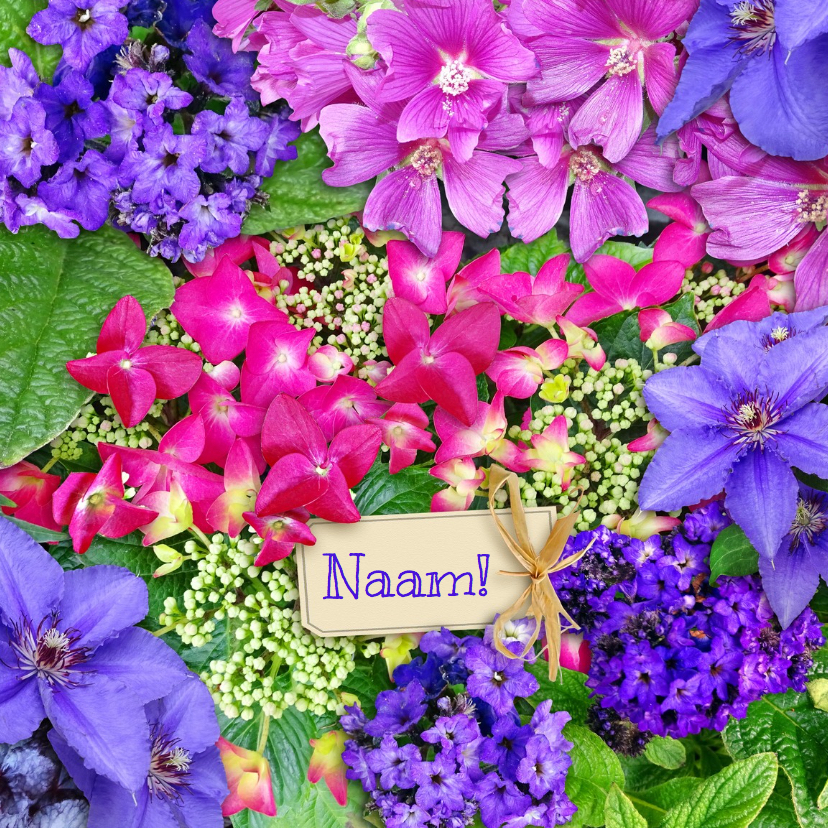 Bloemenkaarten - Leuke bloemenkaart met Hortensia's en andere bloemen