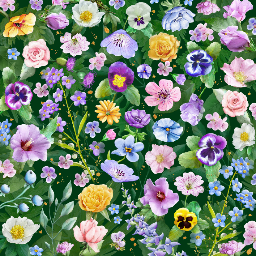 Mooie bloemenkaart met diverse bloemen zoals rozen - Bloemenkaarten Bloemenkaarten - Mooie bloemenkaart met diverse bloemen zoals rozen