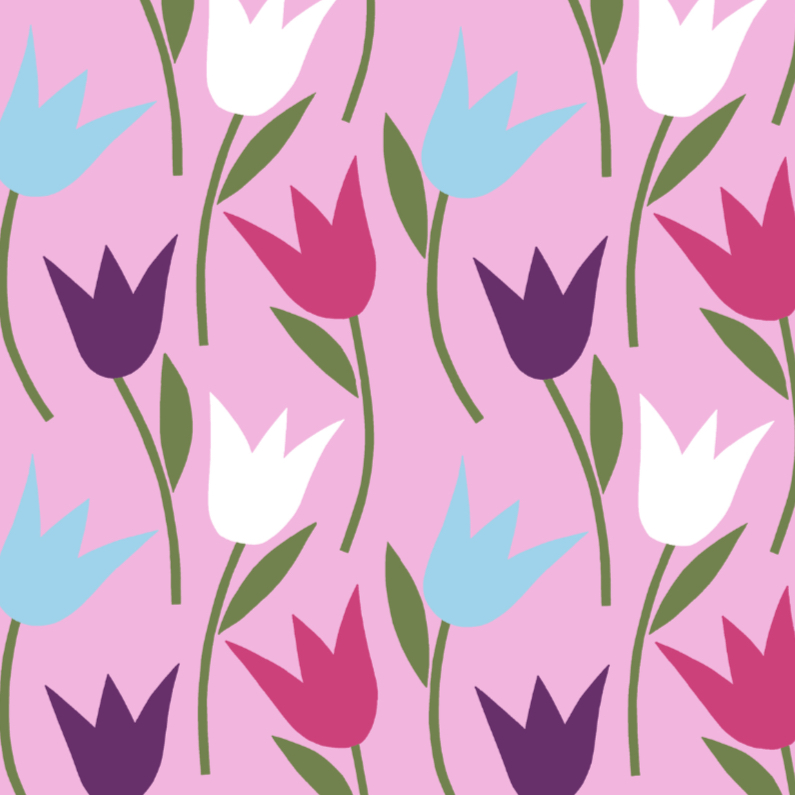 Tulpen roze paars blauw wit - Bloemenkaarten Bloemenkaarten - Tulpen roze paars blauw wit