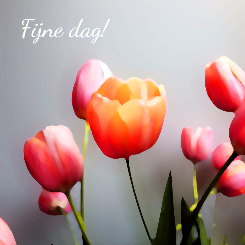 Tulpen schilderstijl eigen tekst - Bloemenkaarten Bloemenkaarten - Tulpen schilderstijl eigen tekst