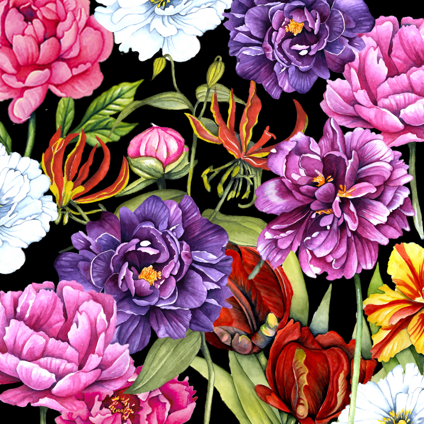 Vriendschap botanische bloemen - Bloemenkaarten Bloemenkaarten - Vriendschap botanische bloemen