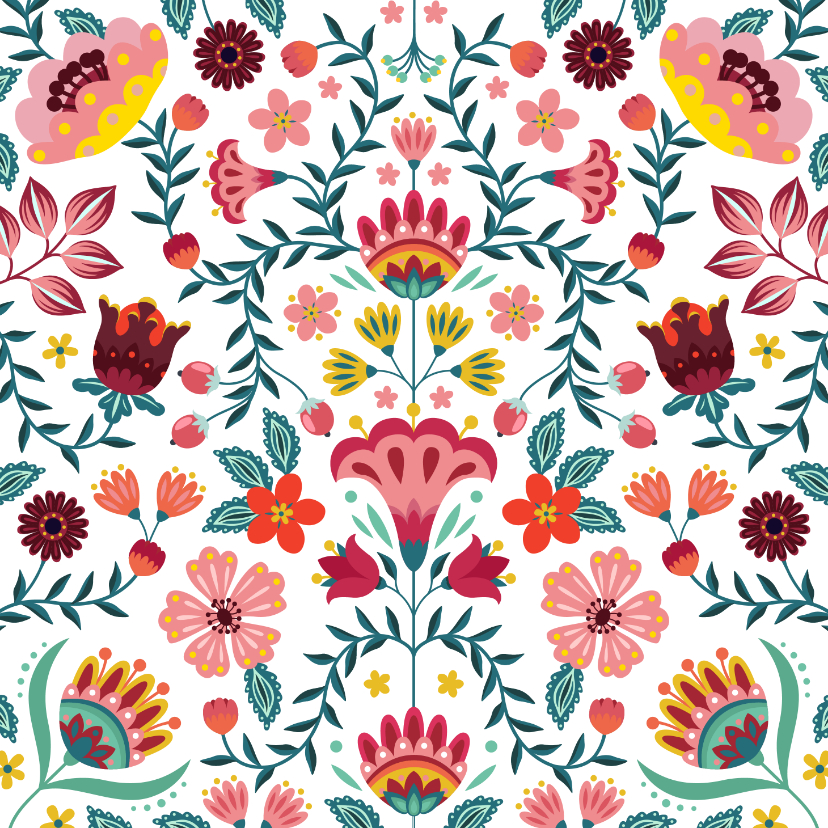 Vrolijke en kleurrijke verjaardagskaart met bloemen - Bloemenkaarten Bloemenkaarten - Vrolijke en kleurrijke verjaardagskaart met bloemen