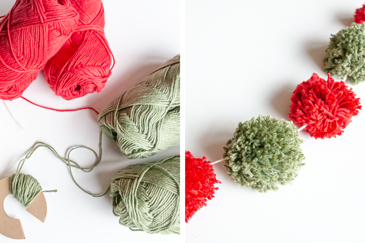 Kerstslinger maken pompon