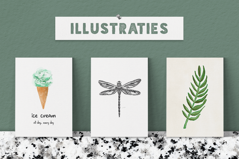 Interieurkaarten met illustraties