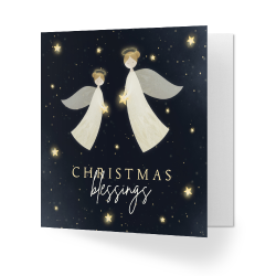 christelijke kaart kerst engelen sterren nacht christmas blessings