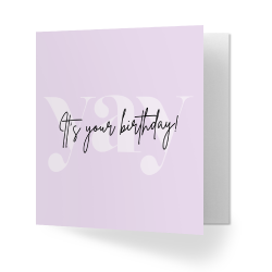 typografisch verjaardagskaartje lila yay