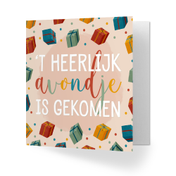 sinterklaas kaart cadeaus 't heerlijk avondje is gekomen