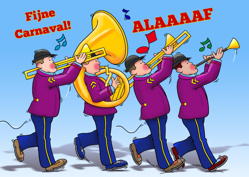 Grappige carnavalskaart met blaasband en tekst: Alaaaaf - Carnavalskaarten Carnavalskaarten - Grappige carnavalskaart met blaasband en tekst: Alaaaaf
