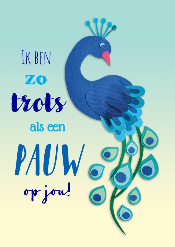 Ik ben zo trots als een pauw op jou - Coachingskaarten Coachingskaarten - Ik ben zo trots als een pauw op jou