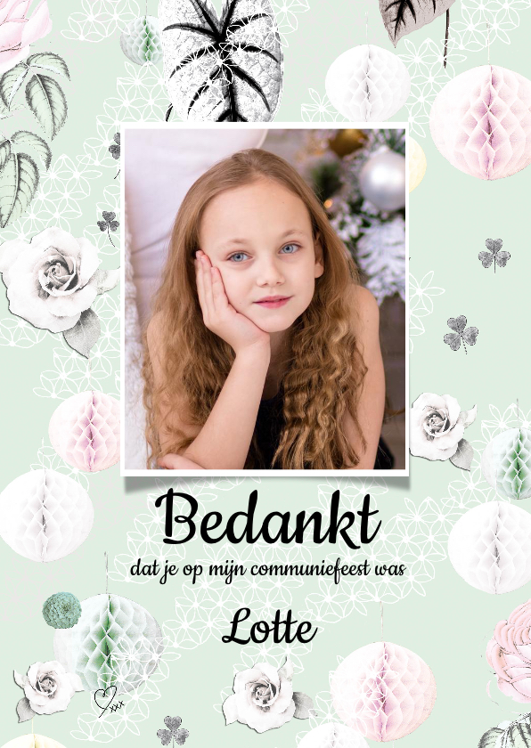 Bedankkaartje Eerst Communie met vrolijke vogeltjes - Communiekaarten Communiekaarten - Bedankkaartje Eerst Communie met vrolijke vogeltjes
