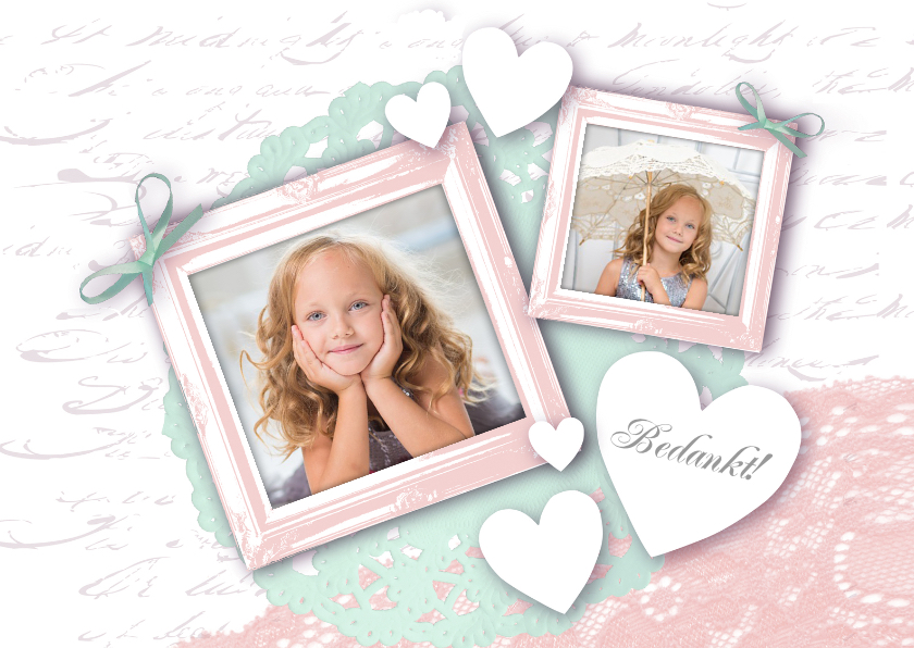 Bedankaart Communie lief vintage foto's - Communiekaarten Communiekaarten - Bedankaart Communie lief vintage foto's