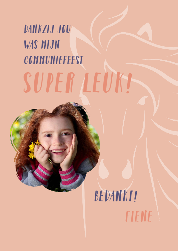 Communie bedankt paard - Communiekaarten Communiekaarten - Communie bedankt paard