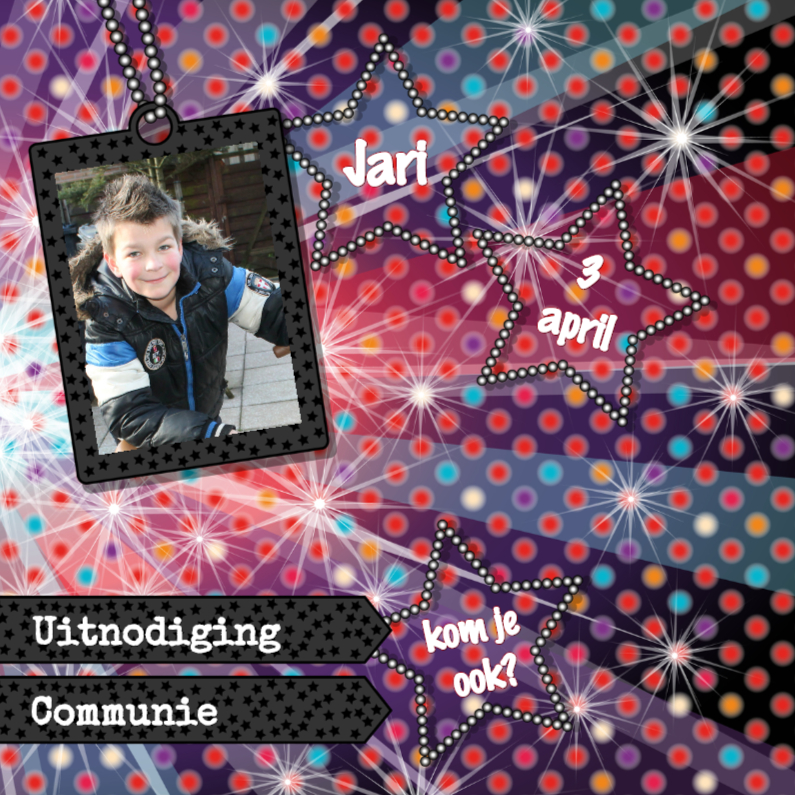 Communie DISCO stoer 4knt - Communiekaarten Communiekaarten - Communie DISCO stoer 4knt