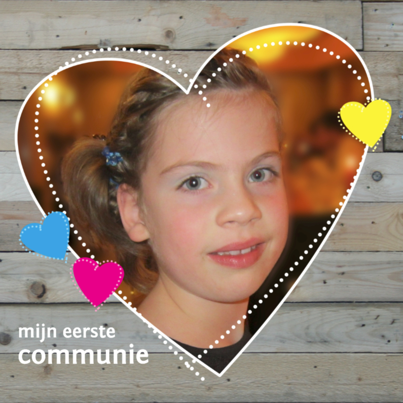 communie foto in een hart - Communiekaarten Communiekaarten - communie foto in een hart