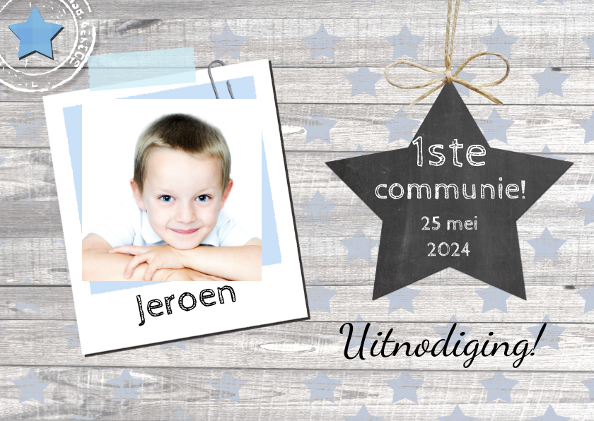 communie jongen foto ster - Communiekaarten Communiekaarten - communie jongen foto ster