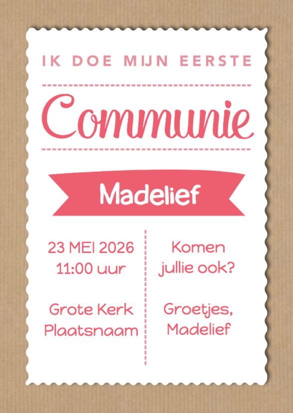 Communie kraft meisje - DH - Communiekaarten Communiekaarten - Communie kraft meisje - DH