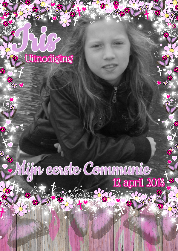 Communie lief vlinders sterren S - Communiekaarten Communiekaarten - Communie lief vlinders sterren S