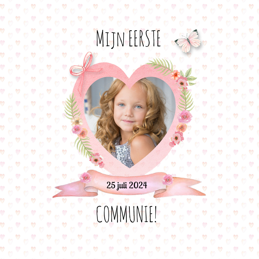 Communie meisje hart - Communiekaarten Communiekaarten - Communie meisje hart
