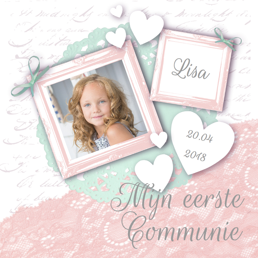 Communie meisje vintage foto - Communiekaarten Communiekaarten - Communie meisje vintage foto